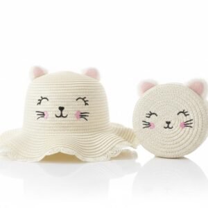 GORRO+CARTERA GATITO CREMA