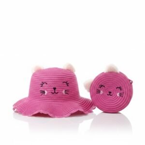 GORRO+CARTERA GATITO FUCSIA