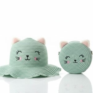 GORRO+CARTERA GATITO TURQUESA